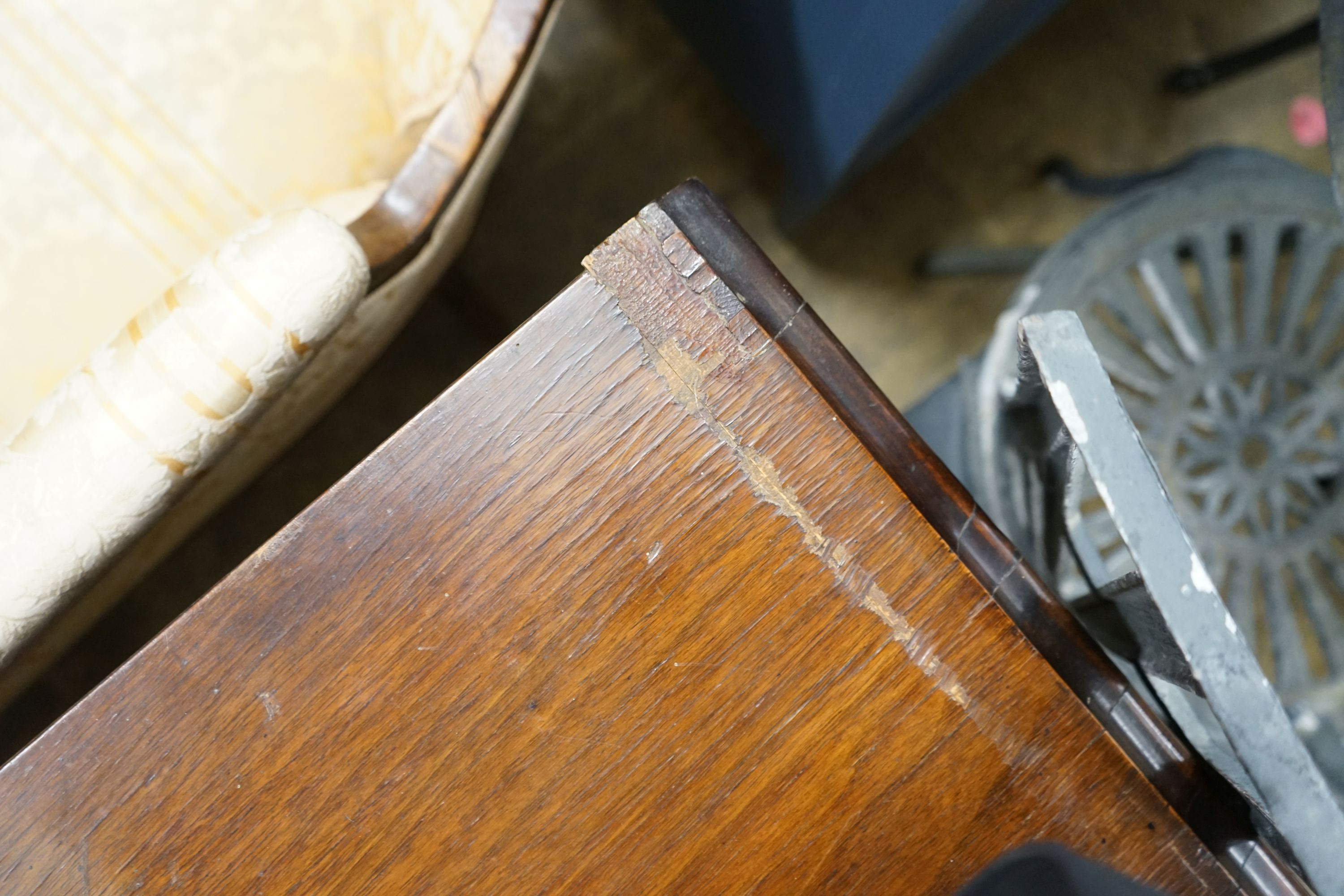 A George II and later walnut lowboy, width 79cm, depth 50cm, height 72cm